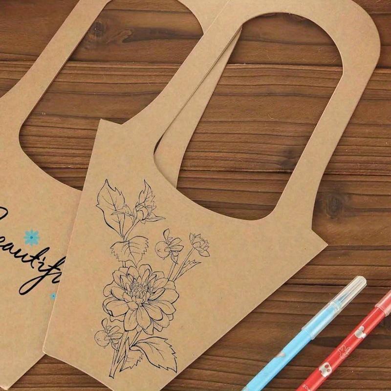 10pcs Kraft Paper Flower Bouquet Decoration Packaging Bags with Handles, Simple Brown Kraft Paper Hand-Hold Flower Bouquet Bags for Wedding Flower