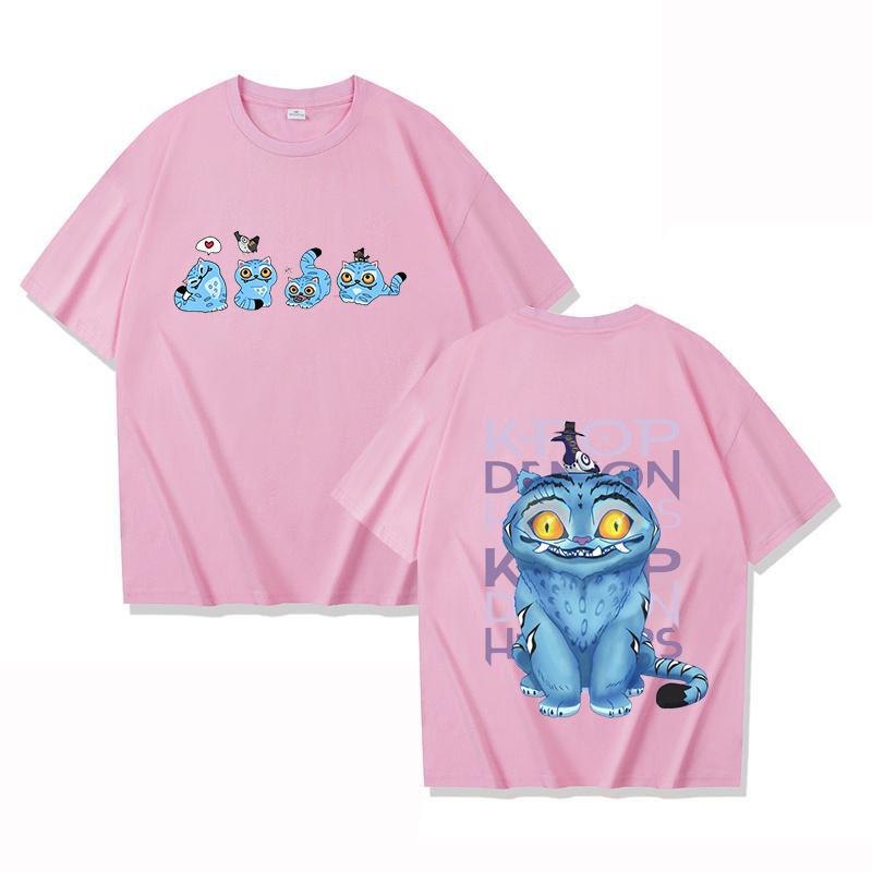 New Kpop Demon Hunters Derpy Tiger Print Short Sleeve T Shirts Men Women Shirts Summer Short Sleeved T-shirts Comfy Soft Shirts