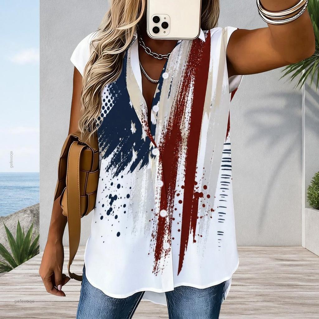 Women Plus Size Cap Sleeve Button Up Shirt Dress Romantic Pink Heart Floral Print Curved Hem Casual Tunic Blouse