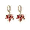 New Golden Red Zircon Maple Leaf Earrings Rings Bracelets Necklaces Women's Trendy Temperament High-end Retro Unique Jewelry