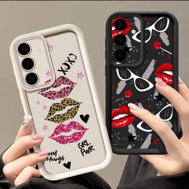 Moderne Kiss Lips Print Hülle für Samsung A57 A37 A27 A17 S26 Ultra S25 FE A56 A36 A26 A16 A55 A35 A25 A54 5G S21 S22 S23 S24 Plus Stoßfeste Abdeckung
