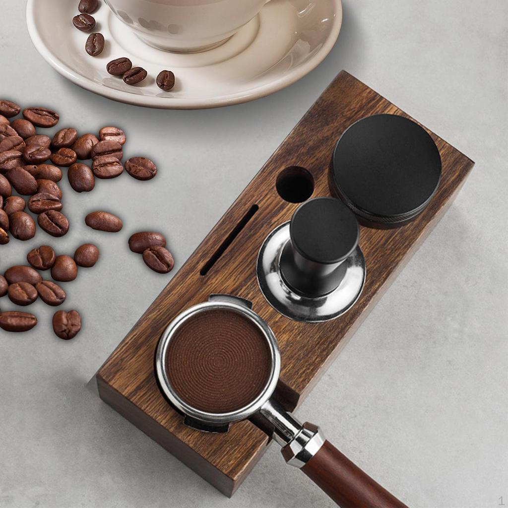 Adjustable Wooden Coffee Tamper Stand for Barista Kitchen Accessories