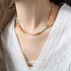 Maillard Reaction Vacation Style Amazonite Crystal Beaded Titanium Steel Necklace