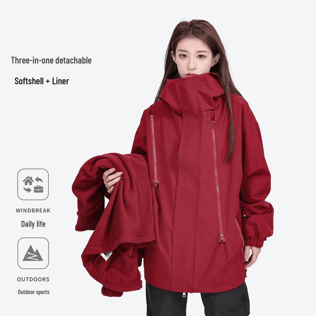 Marke Same Kapuzen-Windbreaker: Unisex Drei-in-Eins Funktionsjacke für Herbst/Winter Bergsteigen