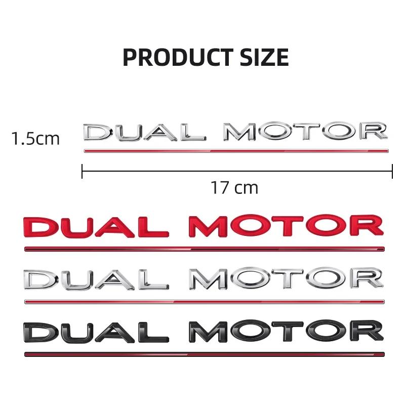 Autoaufkleber Tesla DUAL MOTOR Unterstrichene Buchstaben Emblem für TESLA Model 3 Y S X Autostyling Nachrüstung Kofferraumplakette Aufkleber Chrom