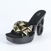12CM Fashion Wedding Sexy Car Model Transparent Nightclub Crystal Square Head Non Slip Slippers