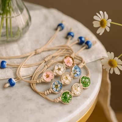 Real Pressed Flower Bracelet - Three Flowers
