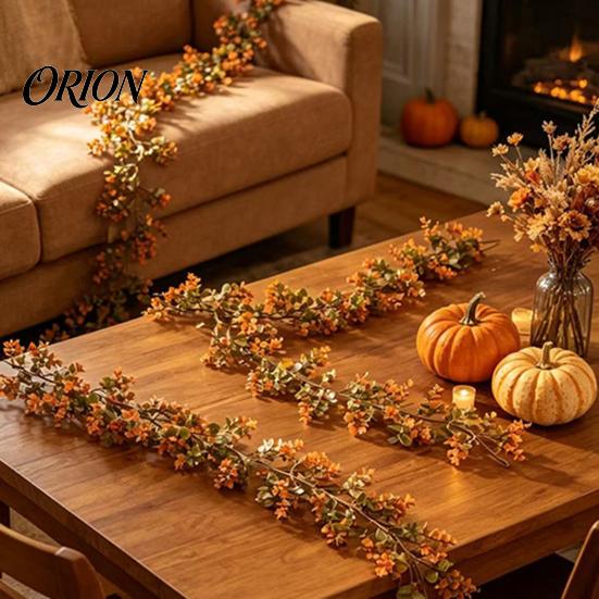 Realistic Plastic Bouquet for Home Artificial Fall Eucalyptus Garland, Autumn Money Leaf Vine Faux Greenery Maintenance Free Floral Decor Thanksgiving