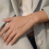 ERESI Waterproof Hand Jewelry 18K Gold Plated 316L Stainless Steel Trendy CZ Heart Bracelet Hand Ring Chain Bracelet for Women