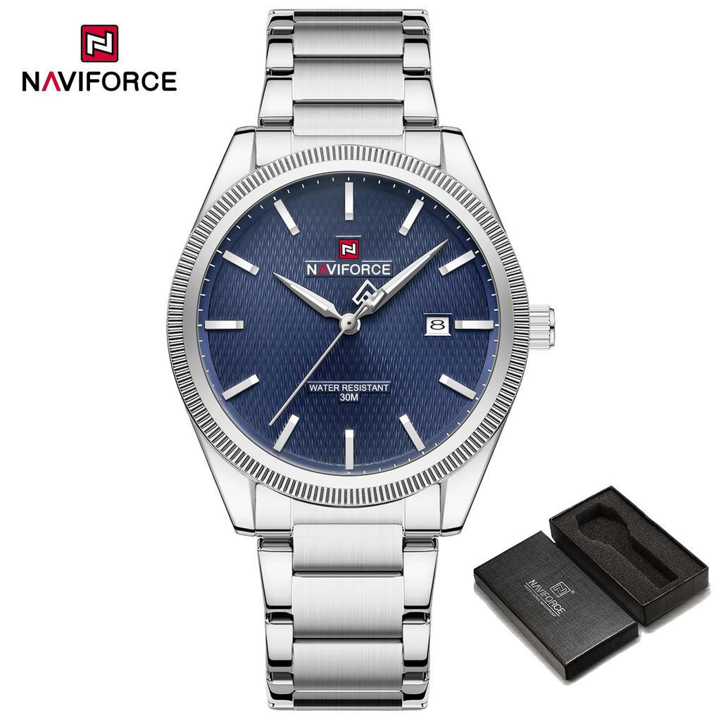 Naviforce Original Simple Men Watch Calendar Quartz Movement Luminous Pointer Waterproof 3ATM Stainless Steel Strap Men Watch NF9276S