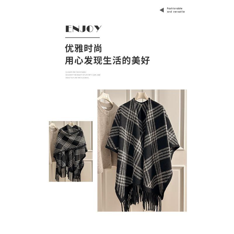 Vintage British Style Fringe Scarf For Women Winter Warm Shawl