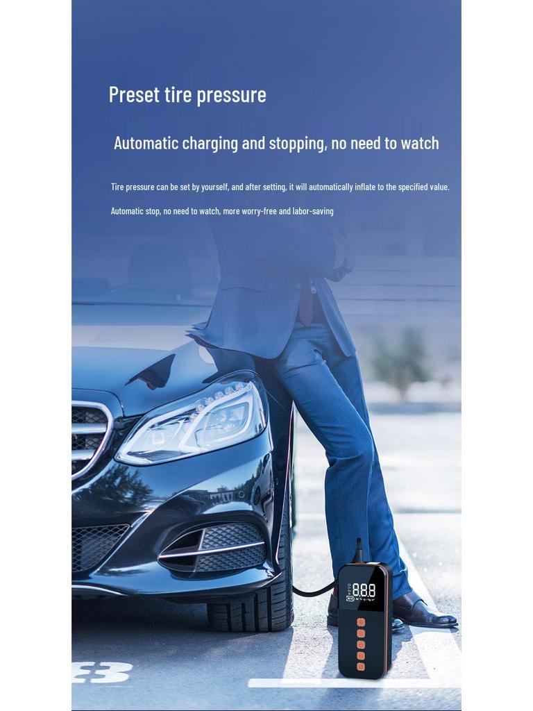 Smart Wireless Portable Car Tire Pump with Digital Display and Light