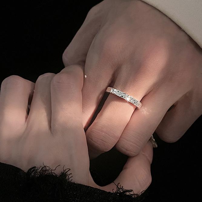 Rising Sun Crushed Ice Women s Luxury Adjustable Open Ring - Elegant Design for Couples Open Adjustable