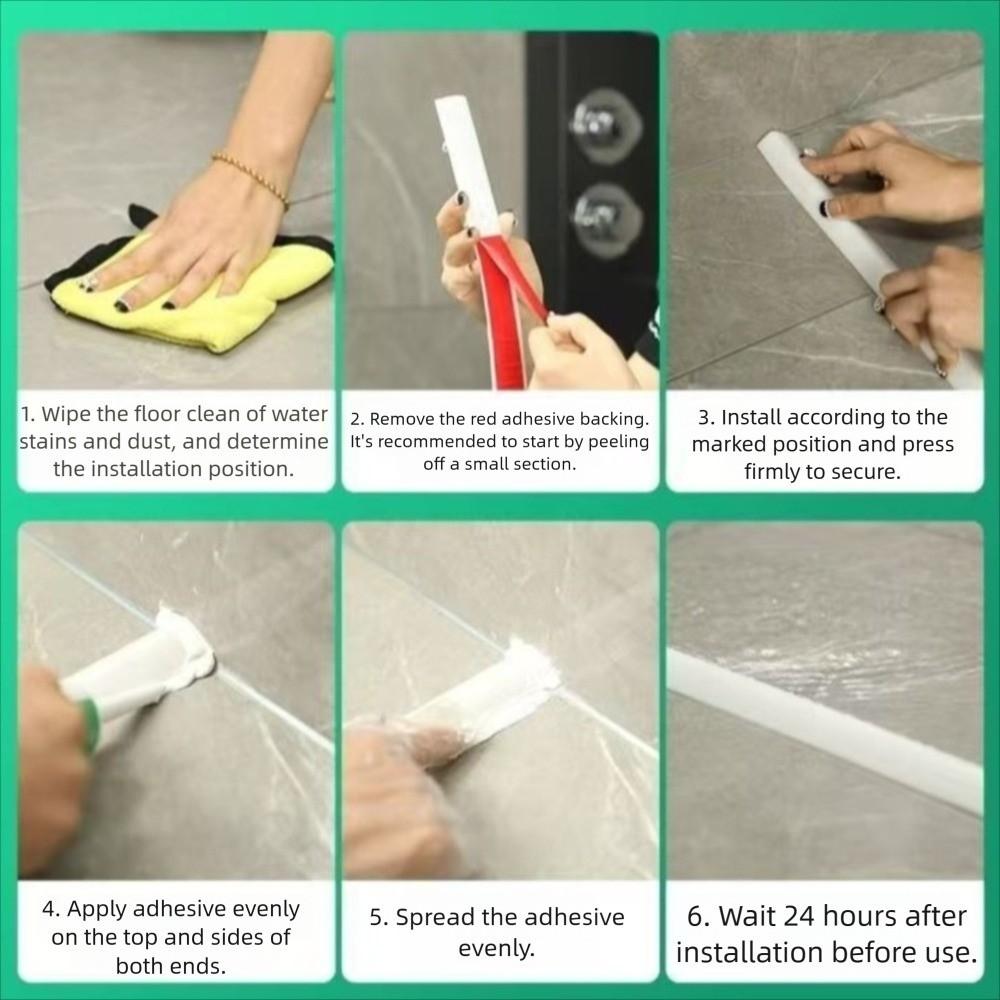 Silicone Material Water Retaining Strip Foldable Design Shower Threshold Barrier  Wet Area