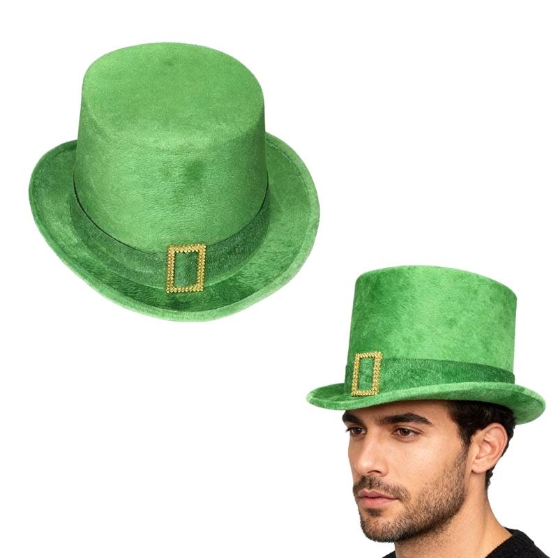 Top Hat Panama Hat Leprechaun Headwear Green for Women Men Photo Props Western for Men Women Unisex Wear Headwear