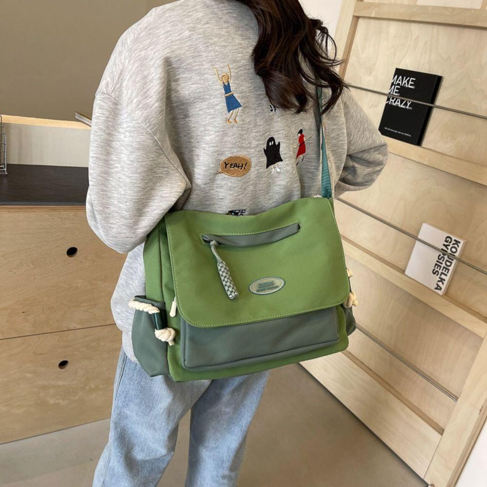 Preppy Style Crossbody Bag Handbag Canvas Bag Fashion Shoulder Bag  Unisex