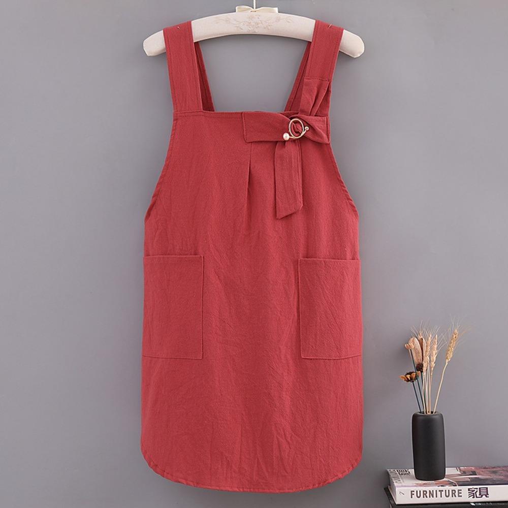 Cotton Kitchen Apron Cross Straps Korean Work Clothes Stylish Home Cooking Apron  Women