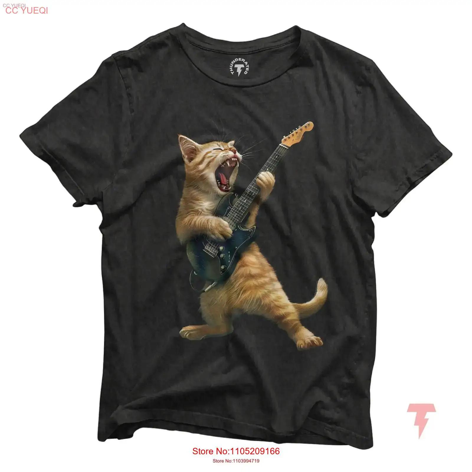 Funny Orange Tabby Cat Rocking Out Guitar T Shirt Playing and Singing Lover Player Vintage Washed Breathable Comfortable S разноцветный