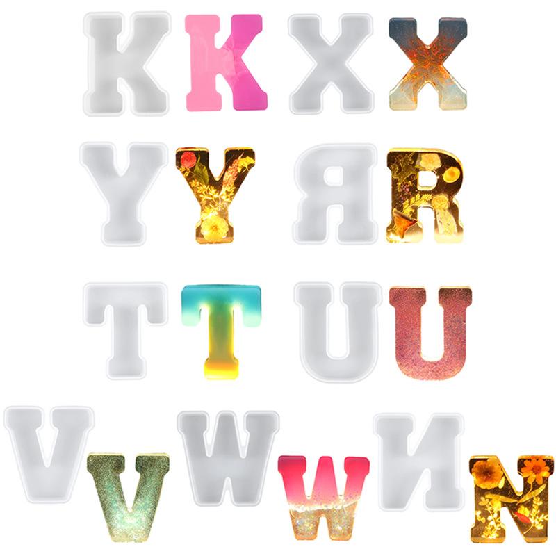 A-Z Alphabet Letter Shape Silicone Resin Casting Molds DIY Epoxy Resin Moulds