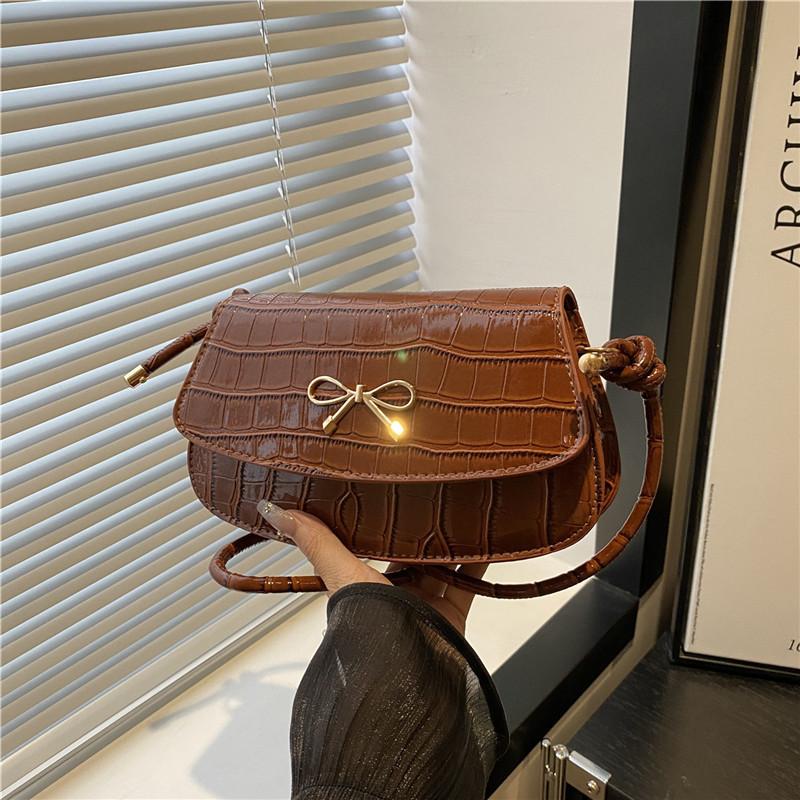 Fashion Bow Shoulder Armpit Bag Beautiful Solid Color Summer Simple Commuter Versatile Messenger Bag Women