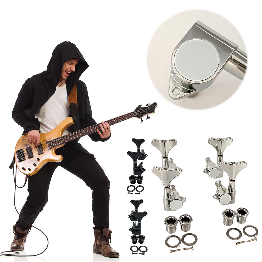 4Pcs Metal Bass Tuning Peg 2 Left&2 Right Guitar String Tuner Machine Head Knobs Tuning Keys for Acoustic Or Electric Guitar