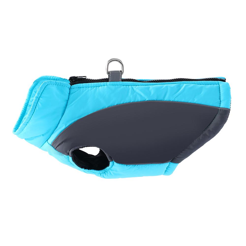 

Светоотражающая зимняя лыжная куртка, контрастная цветная вставка, теплая жилетка для щенка, пальто, D-образное кольцо, молния, куртка для мопса, маленький средний пес, костюм для питомца XS бирюзовый