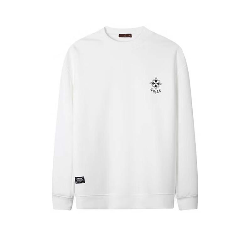 

TRIES Men s Printed Embroidered Round Neck Long Sleeve Sweatshirt L