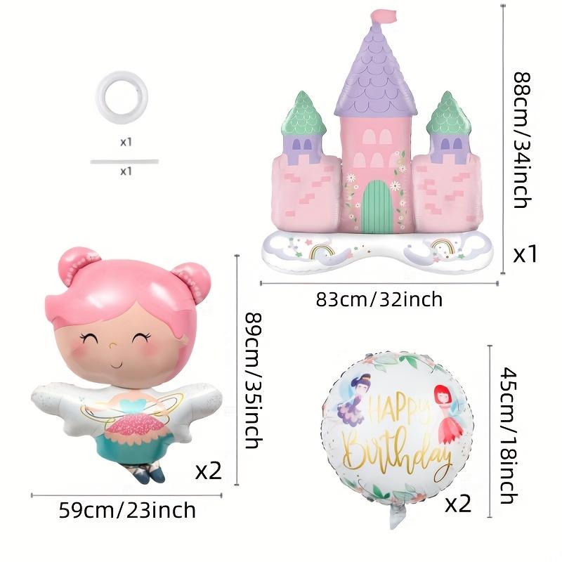 5pcs Fairy Castle Foil Balloon Set Princess-Themed Birthday Party Decoration Room Arrangements Birthday Photo Props