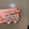 Vintage Baroque Pink Crystal Earrings for Women Bowknot Zircon Dangle Earrings Statement Zircon