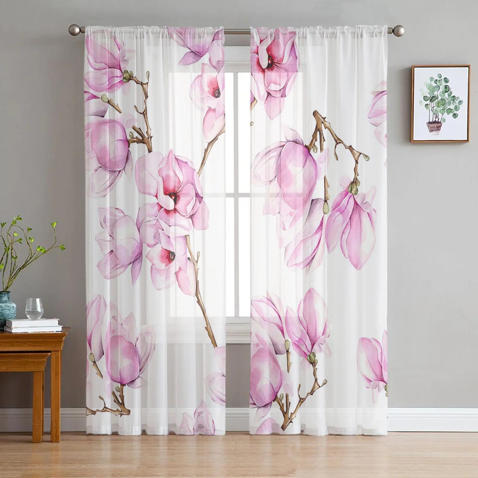 

Орхидея камень цветок бамбук прозрачные шторы гостиная окна тюлевые шторы для спальни кухня украшения дома вуаль шторы W135 x H115cm x1&Grommet Top