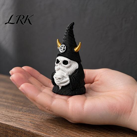 Spooky Outdoor Yard Decorations Gothic Skull Gnome Statue, 3D Printed Faceless Garden Figurine, Unique Home Accessories Halloween Skeleton Ornament