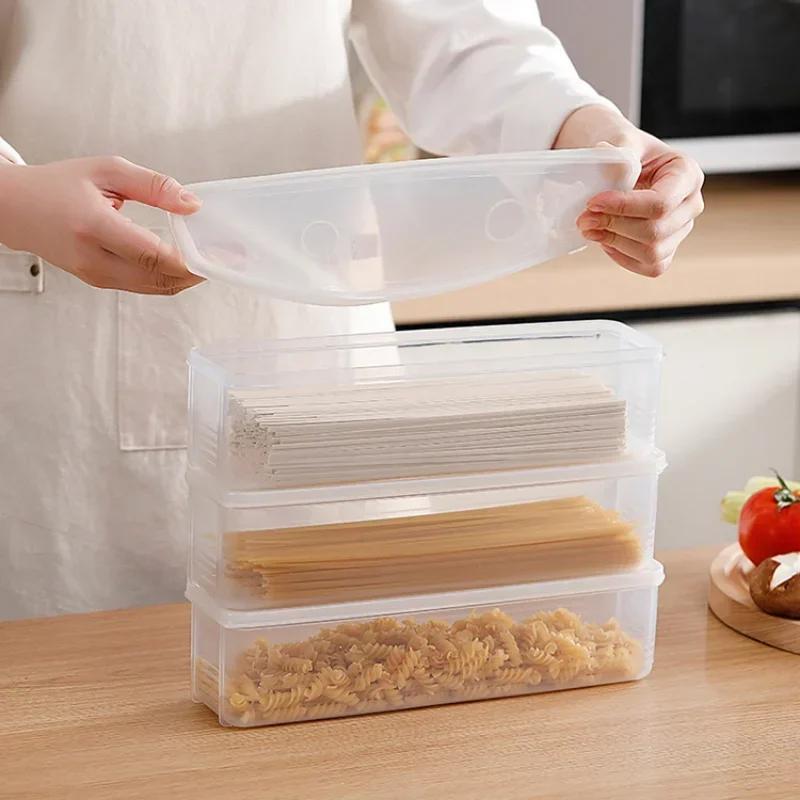 Rectangular Noodle Storage Box Kitchen Refrigerator Italian Pasta Storage Box Home Fruit Vegetable Food Preservation PlasticBoxs