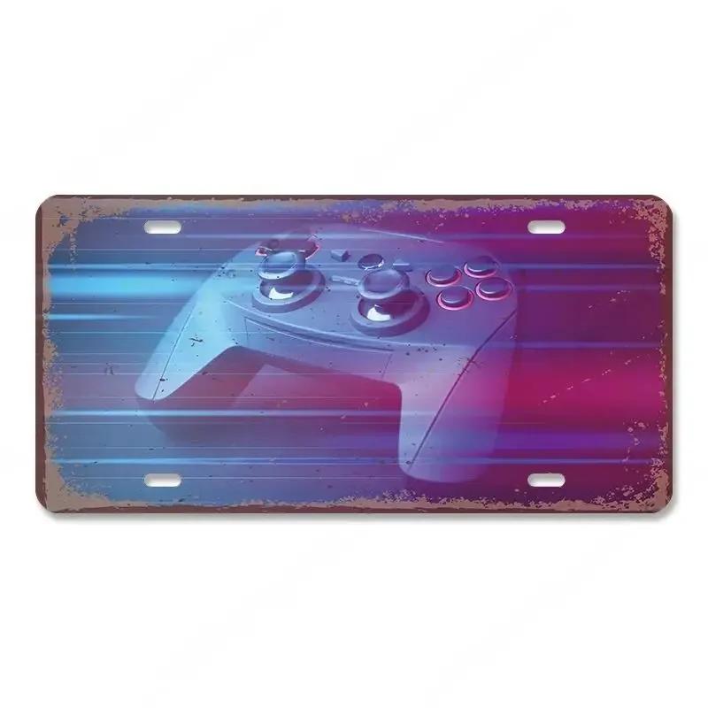Vintage Video Game License Plate Metal Sign Playstation Gamer Metal Tin Poster For Boys Play Room Workshop Home Wall Art Decor