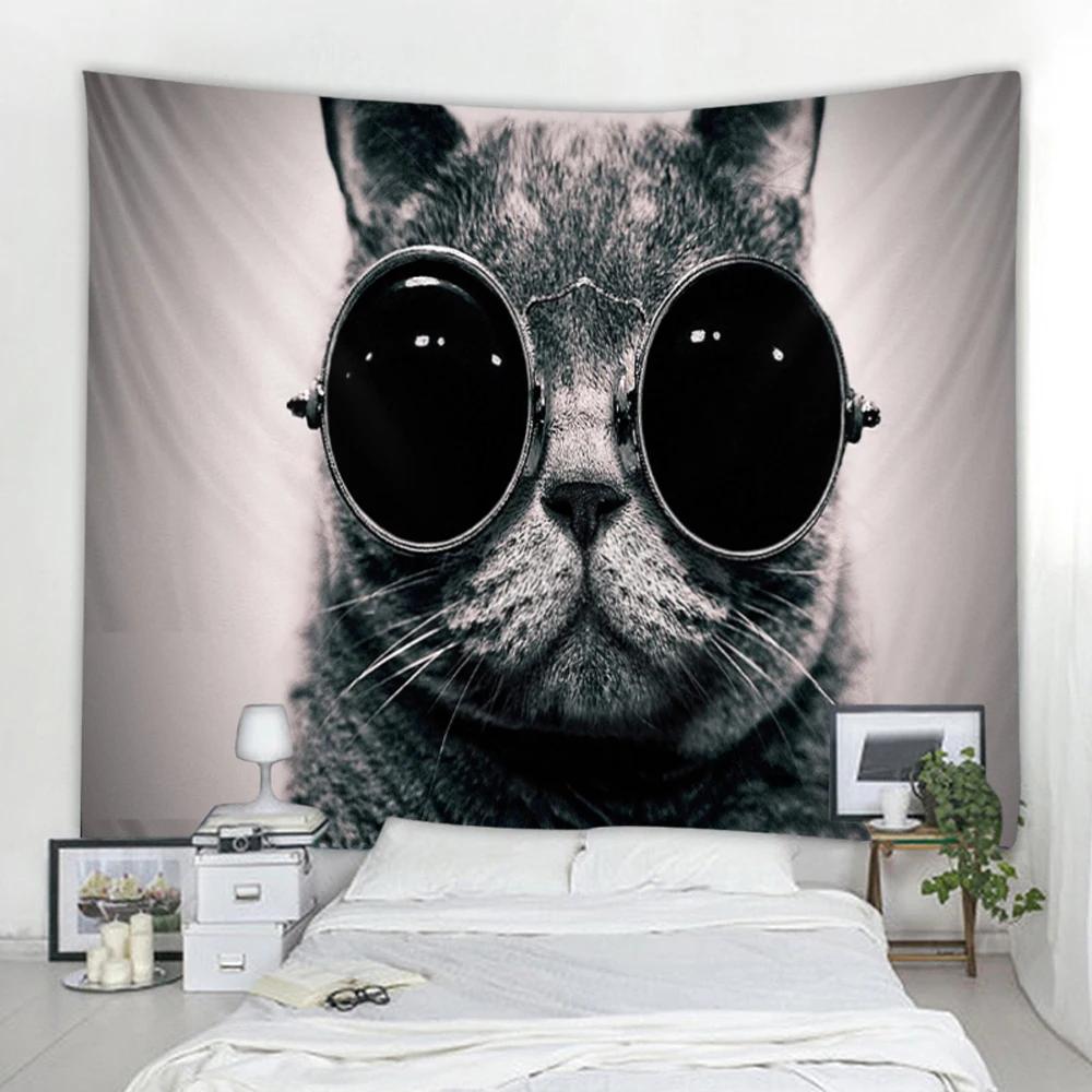 

Художественное одеяло занавеска висит дома спальня гостиная смешной кот настенный гобелен украшение 100x75cm