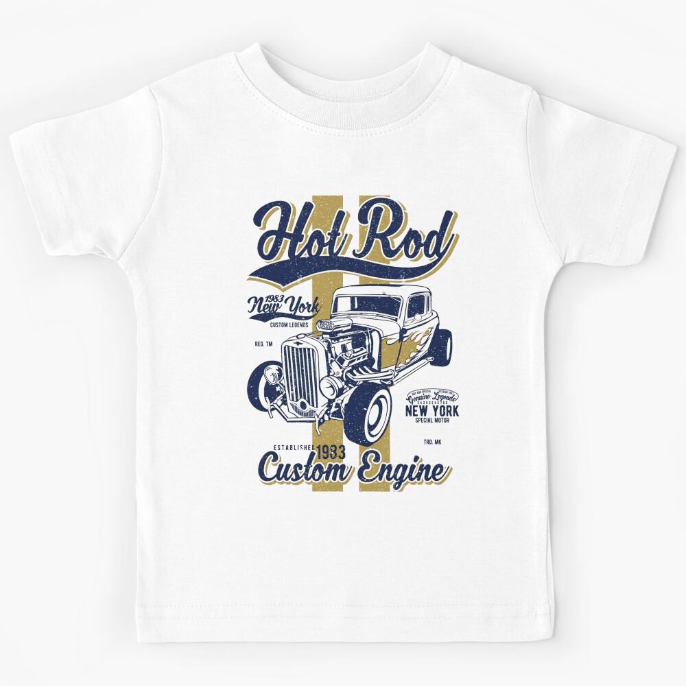 Hot Muscle Racing Drag Rod Vintage Car Kids T-Shirt 110