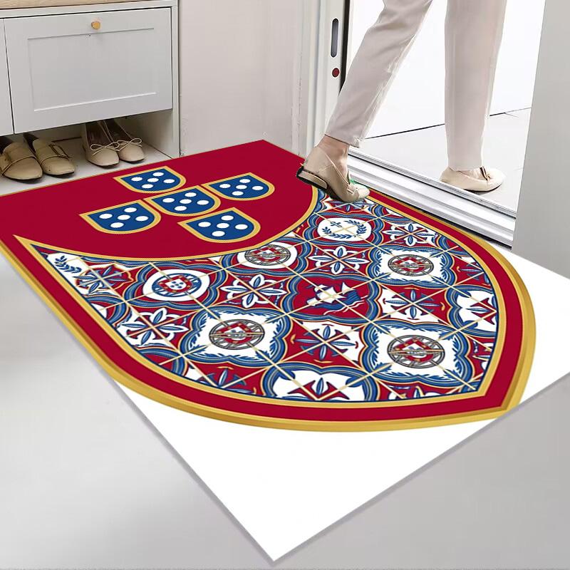 Royal Emblem Checkerboard Background carpet Living room and bedroom mats Suitable for all seasons Doormat Protective pad Fashion