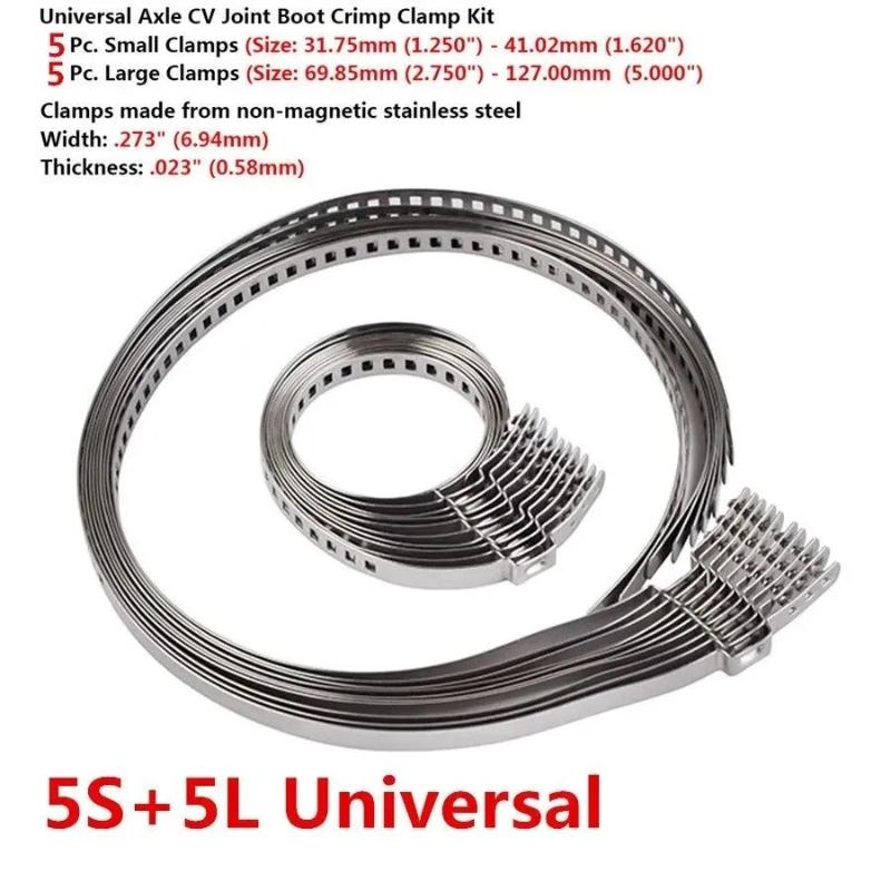 10Pcs Universal Stainless Steel Axle Cv Joint Boot Crimp Clamp Kit Driveshaft Cv Boot Clamp 25- 50Mm 50- 120Mm Adjustable