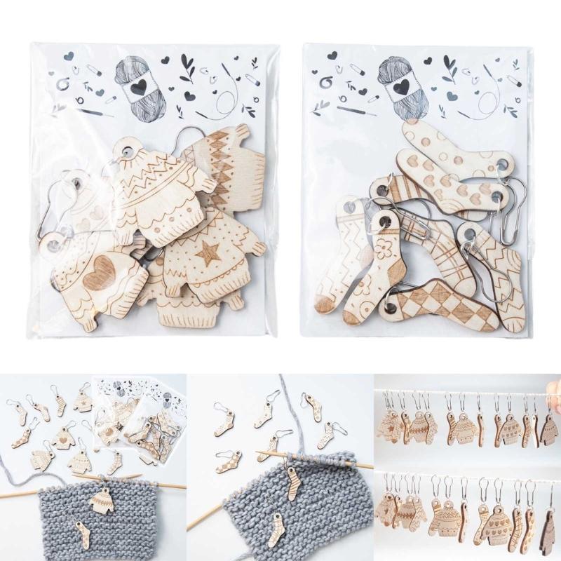 Holz Anhänger Strickmaschenmarkierer Holz Häkelnadelverschluss Für DIY Bastelmarkierer