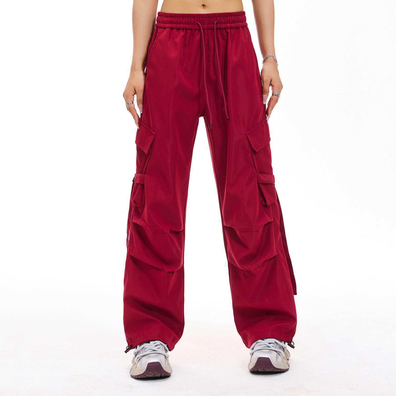 

Женский комбинезон Повседневные Легкие Однотонные Брюки на Кулиске Множество Карманов Брюки Прямого Кроя XL винный