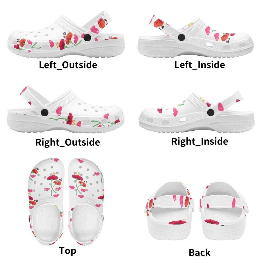 White Printed EVA Clogs for Women Men Flexible Lightweight Slip On Casual Shoes Soft Sole Summer Sandals Daily Comfort Wear