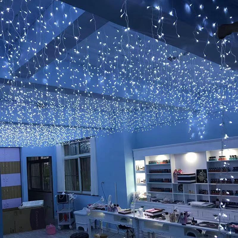 Waterproof Outdoor LED Icicle Curtain Lights - Colored, Low Voltage, Perfect for Shopping Mall Decoration