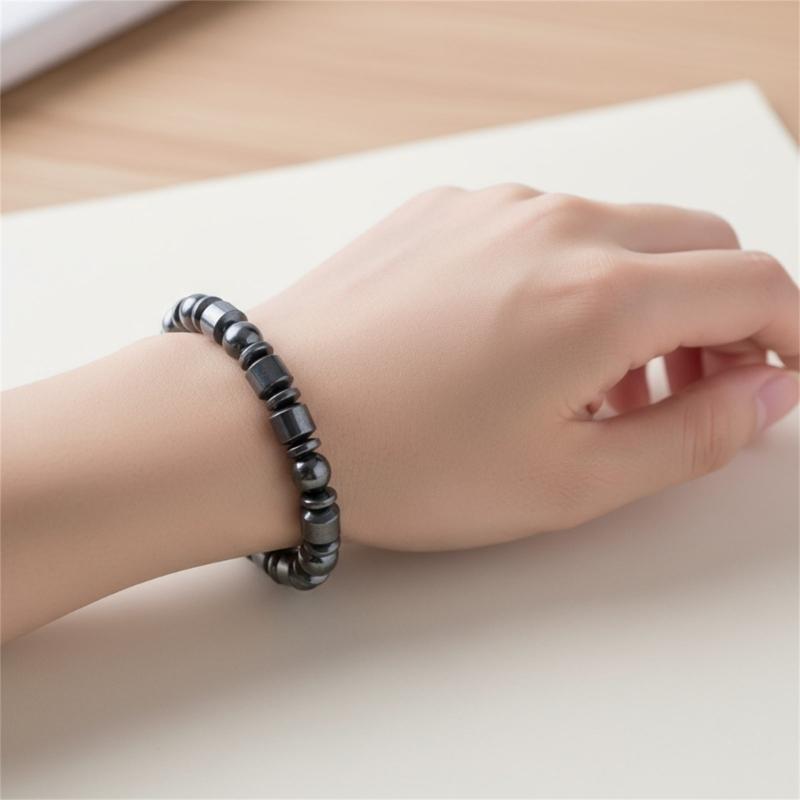 Elastic Magnetic Beaded Bracelet Adjustable Stretchy Wristband For Health Symbol And Stylish Daily Wear