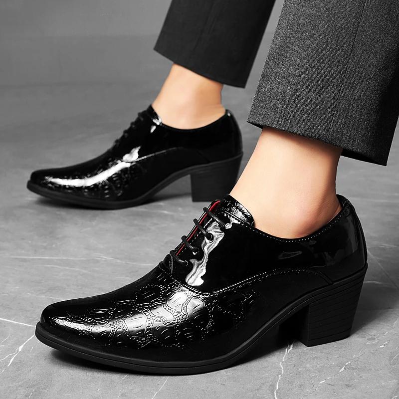 New Arrival Pointed Men's Shoes Red Leather Shoes Big Size 46 Men Height Increasing High Shoes for Men Zapatos Hombre De Vestir
