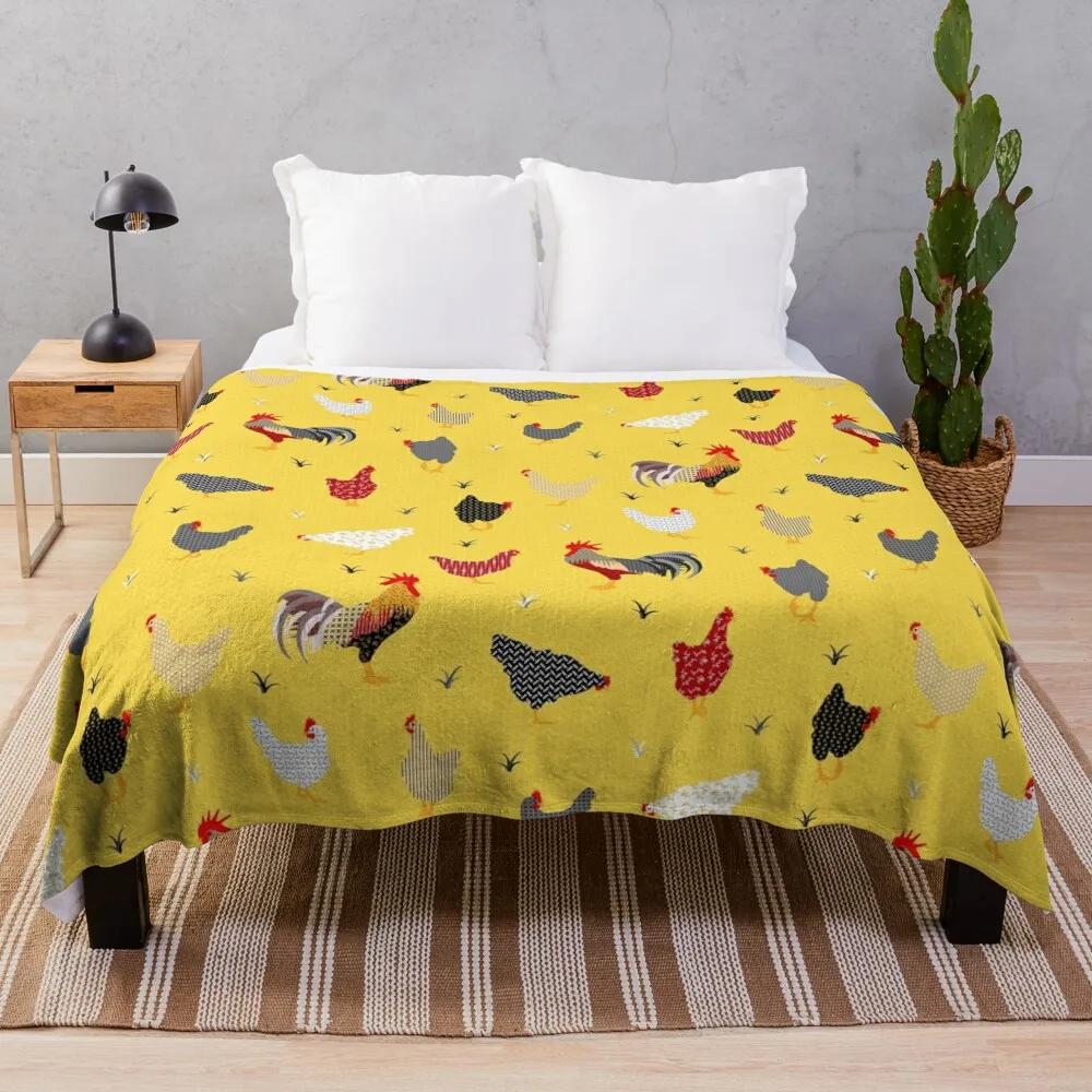 Cartoon Chicken Pattern Flannel Throw Blanket Egg Rooster Blanket Lightweight Warm Super Soft For Couch Sofa Bed Festival Gift