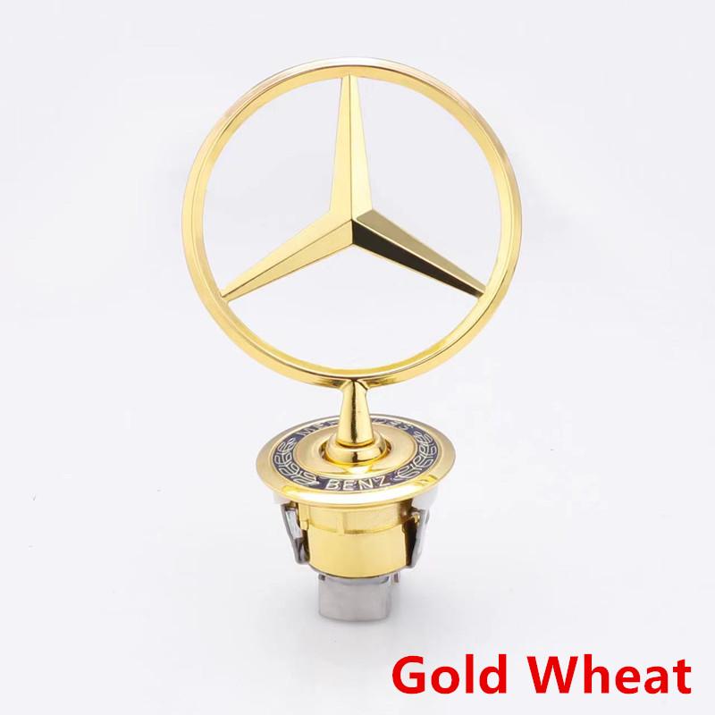 Bilklistermärke Stjärna Motorhuv Krommärke 44 mm Bil Främre Motorhuv Emblem Logotyp För Mercedes Benz C E S-klass W204 W205 W211 W212 W213 W220