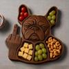 Middle Finger Bulldog Snack Tray 5 Compartments Wooden Serving Tray Cheese Appetizer Food Storage Tray Charcuterie Board Dog Lover Gift