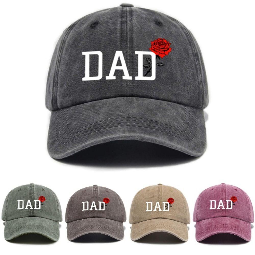 2pcs/set Classic Mom Dad Rose Printed Cap Washed Cotton Couple Cap Baseball Hats For Man Women