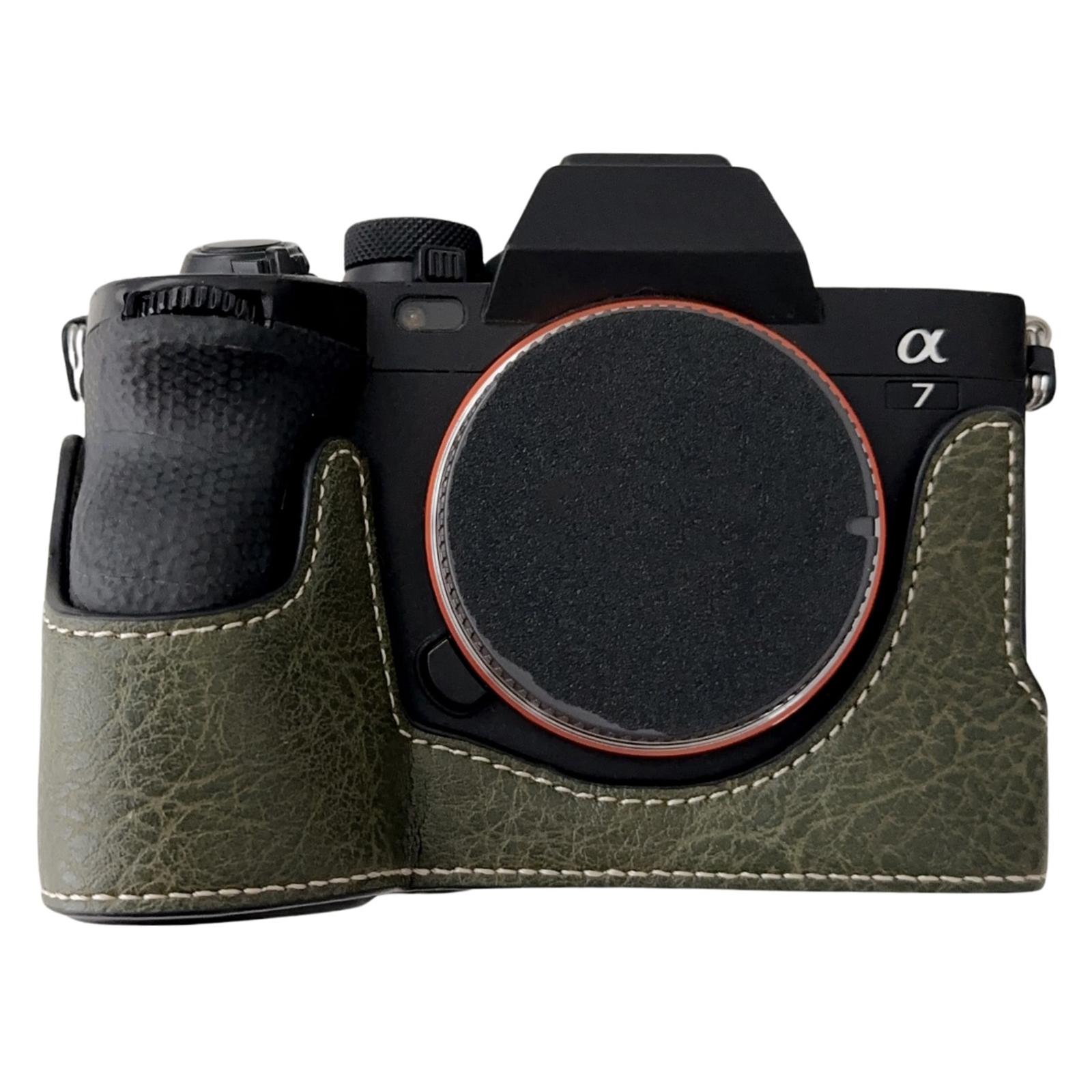 

Для Sony A7R V/A7 IV/A7S III/Alpha 1 Чехол из ПУ кожи с текстурой буйвола, Нижний чехол, Чехол на полкамеры с отверстием для батареи A