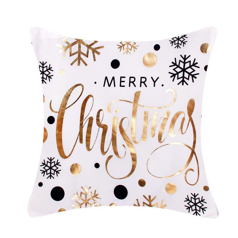 Elegant Christmas Pillow Case Glitter Cotton Linen Sofa Throw Cushion Cover For Home Decor