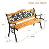 AFSTAR Outdoor Garden Bench, Patio Bench with Large Rose Cast Backrest Amp Comfort Wood Seat, 470 LBS Load Capacity, Weather Pr